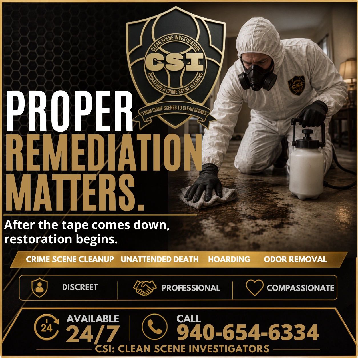 Police and EMS do not typically clean blood after a traumatic event. Learn who handles crime scene and biohazard cleanup in Denton, DFW, and North Texas.